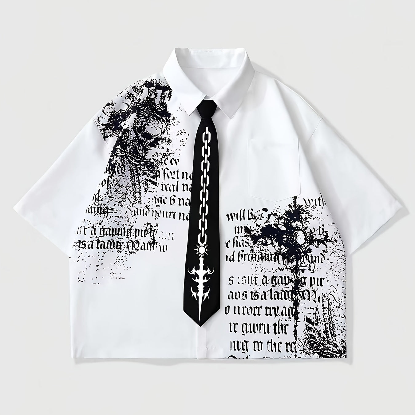 Men's Harajuku Print Loose Short-sleeve Shirt