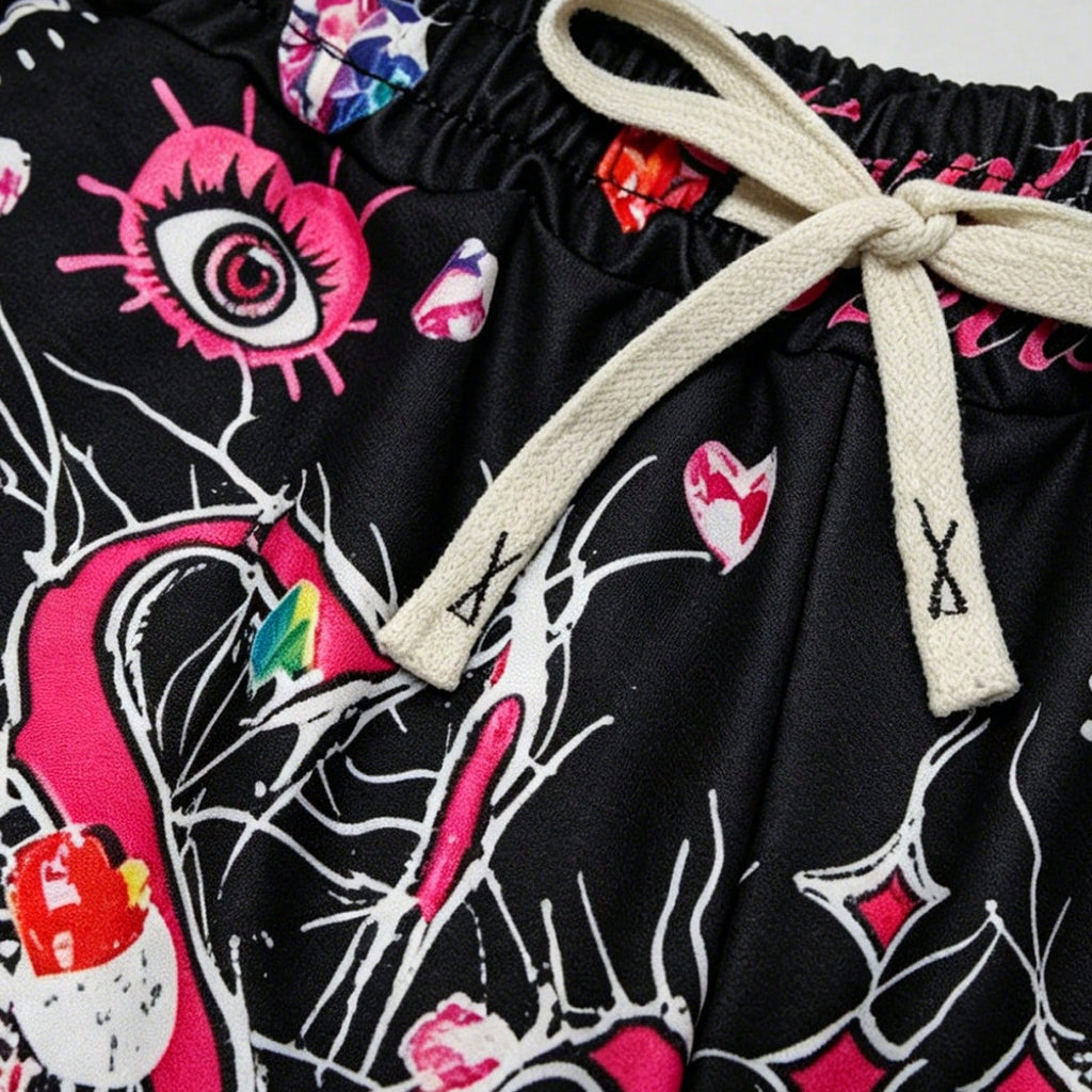 Men's Street Graffiti Print Casual Sports Shorts