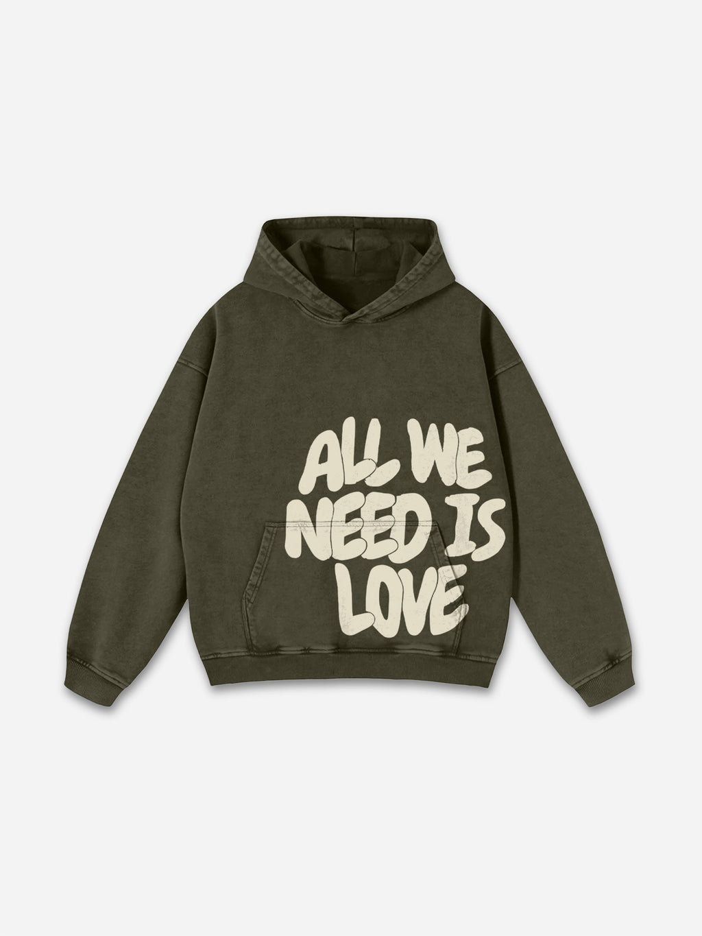 All We Need Is Love Print Graphic Acid Washed Oversized Hoodie