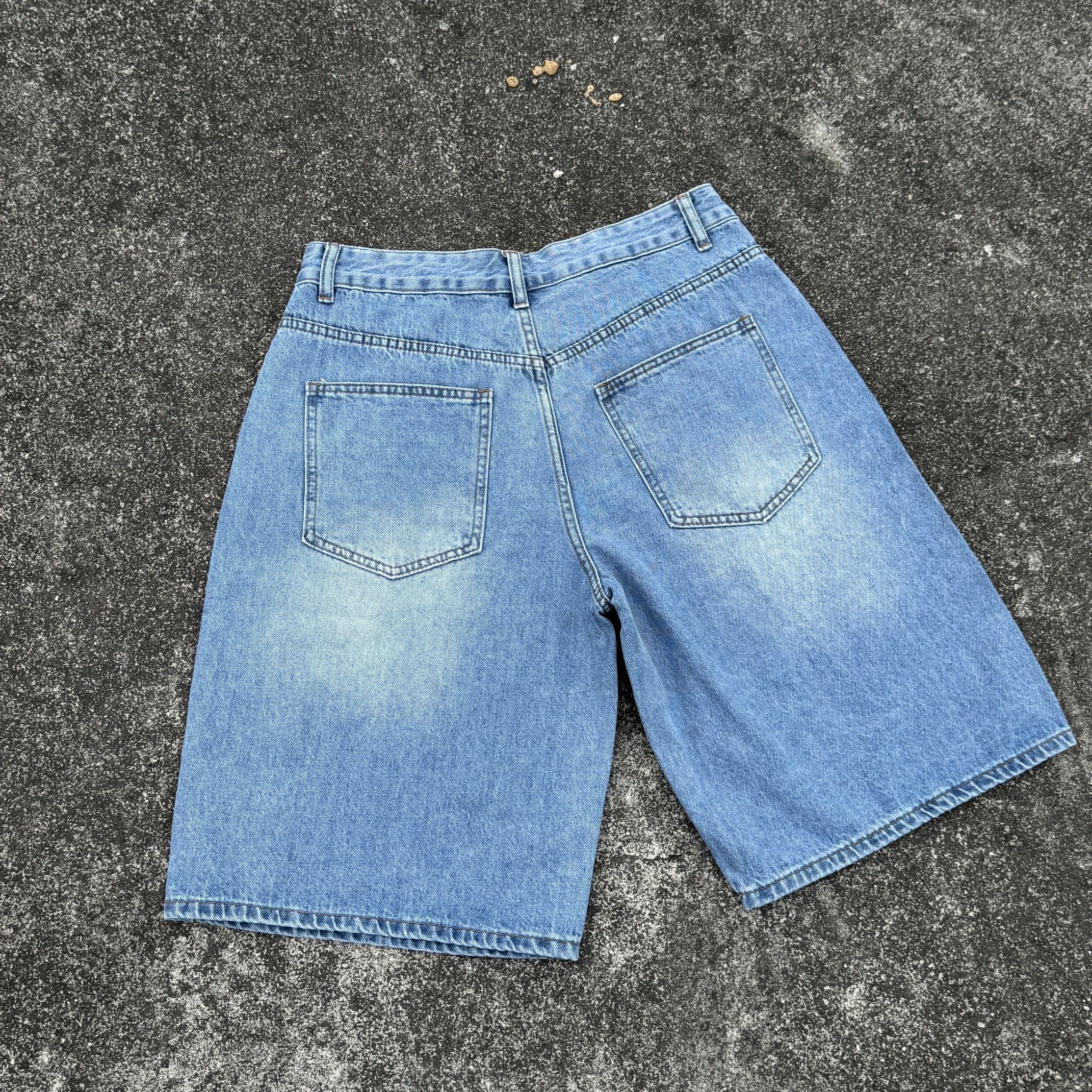 Men's Retro Split Figure Print Loose Shorts  Jorts