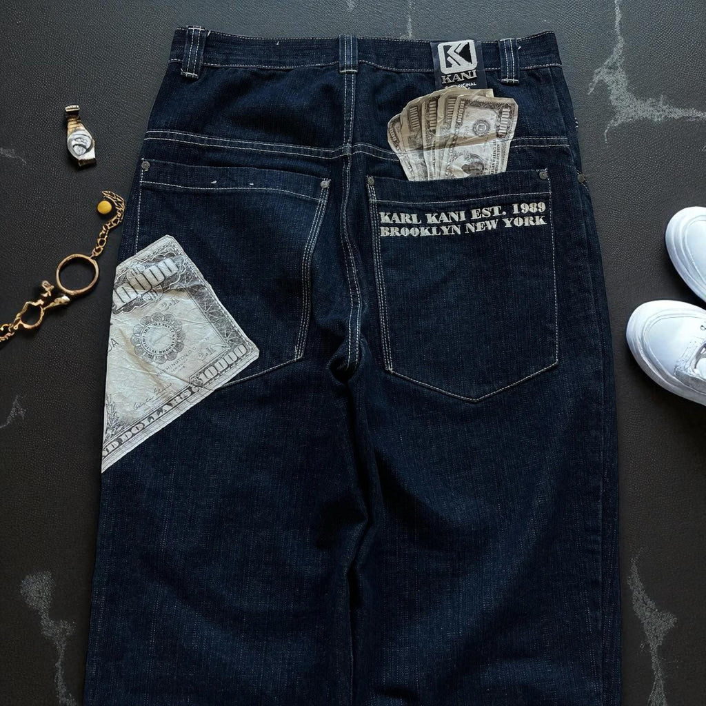 Men's Hip-hop Style Personalized Dollar Print Baggy Jeans