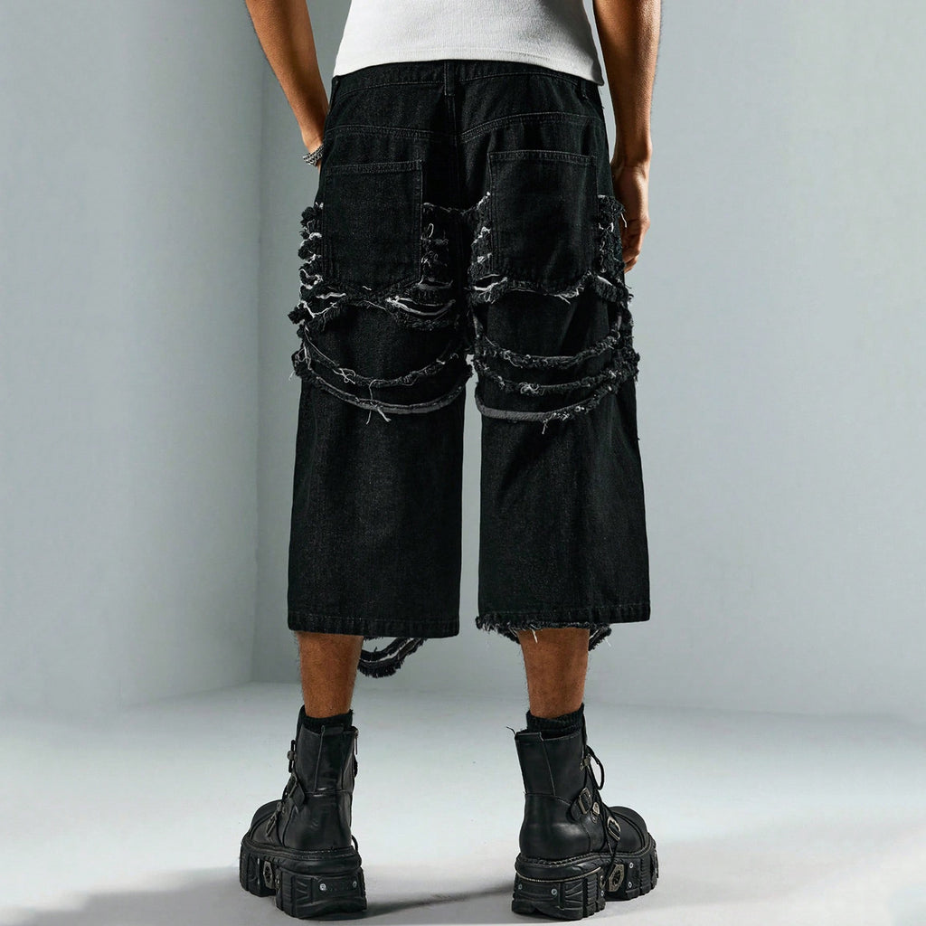 Men's Y2k Hip Hop Style Ripped Denim Shorts