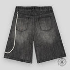 Men's Retro-style Washed Jesus Cross Denim Shorts