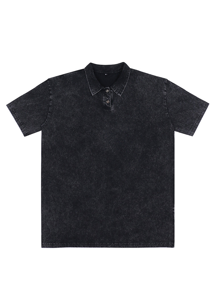 Retro Pure Cotton Casual Collared Short-sleeved Polo Shirt