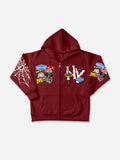 Street Ny Vintage Badge Spider Web Graphic Zip-up Hoodie