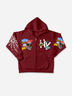 Street Ny Vintage Badge Spider Web Graphic Zip-up Hoodie
