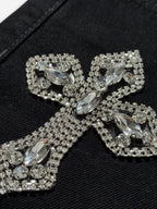 Cross Rhinestones Fit Denim Baggy Jeans