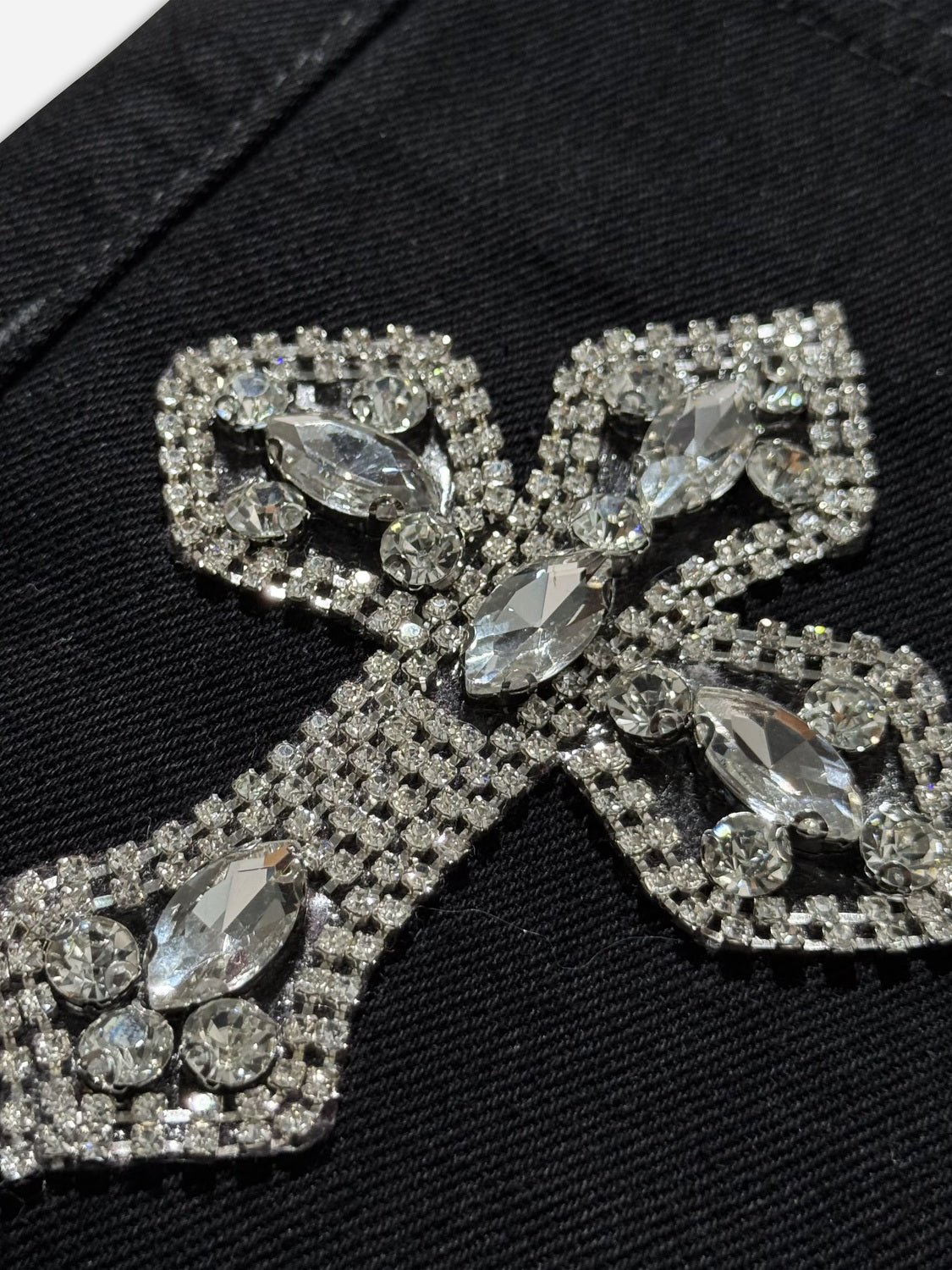 Cross Rhinestones Fit Denim Baggy Jeans