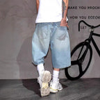 Men's Fashion Ripped Loose Denim Shorts Jorts