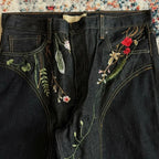 Men's Vintage Y2k Floral Embroidered Loose Baggy Jeans