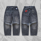 Men's Fashion Embroidered Drawstring  Chariot Jeans