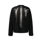 Retro Waffle Skeleton Print Long-sleeved T-shirt