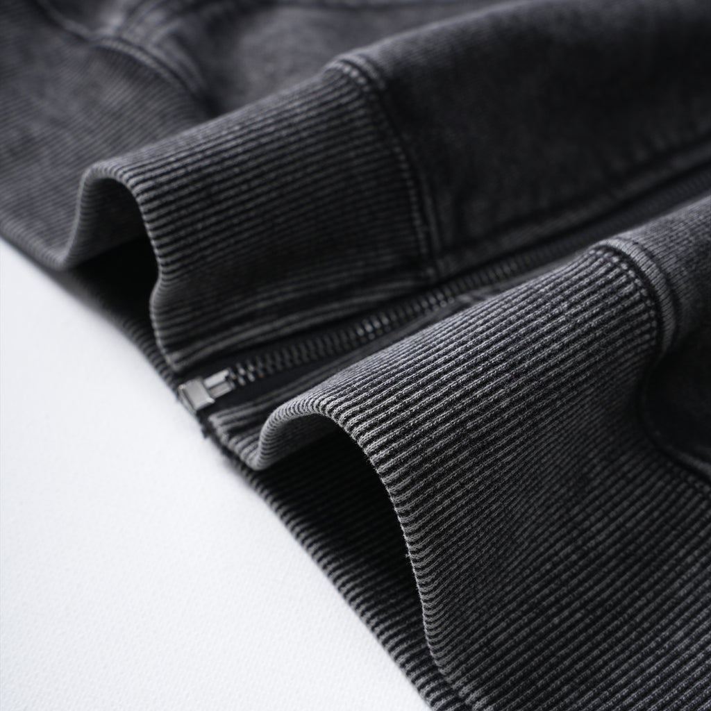 Black No. 8 Cross Vintage Eyes Graphic Washed Oversized Zip Up Hoodie