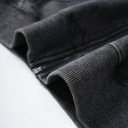Black No. 8 Cross Vintage Eyes Graphic Washed Oversized Zip Up Hoodie