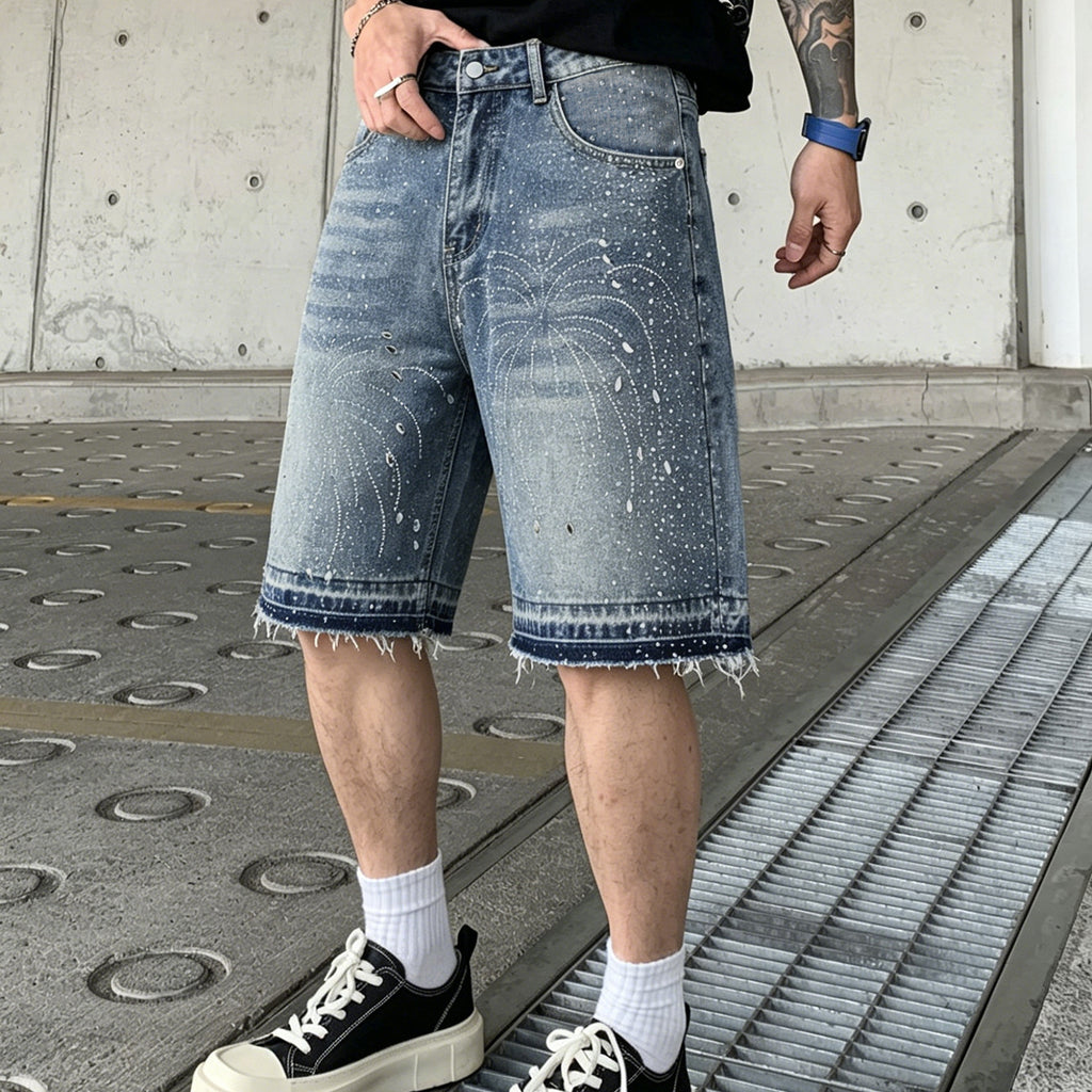 Y2k Trendy Rhinestone Loose Denim Shorts