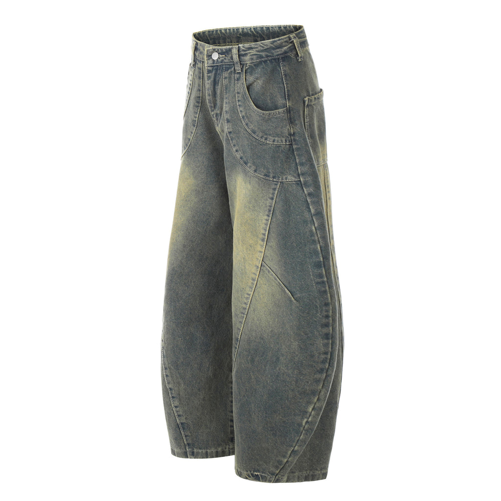 Casual Patchwork Loose-fitting Leg Baggy Jeans