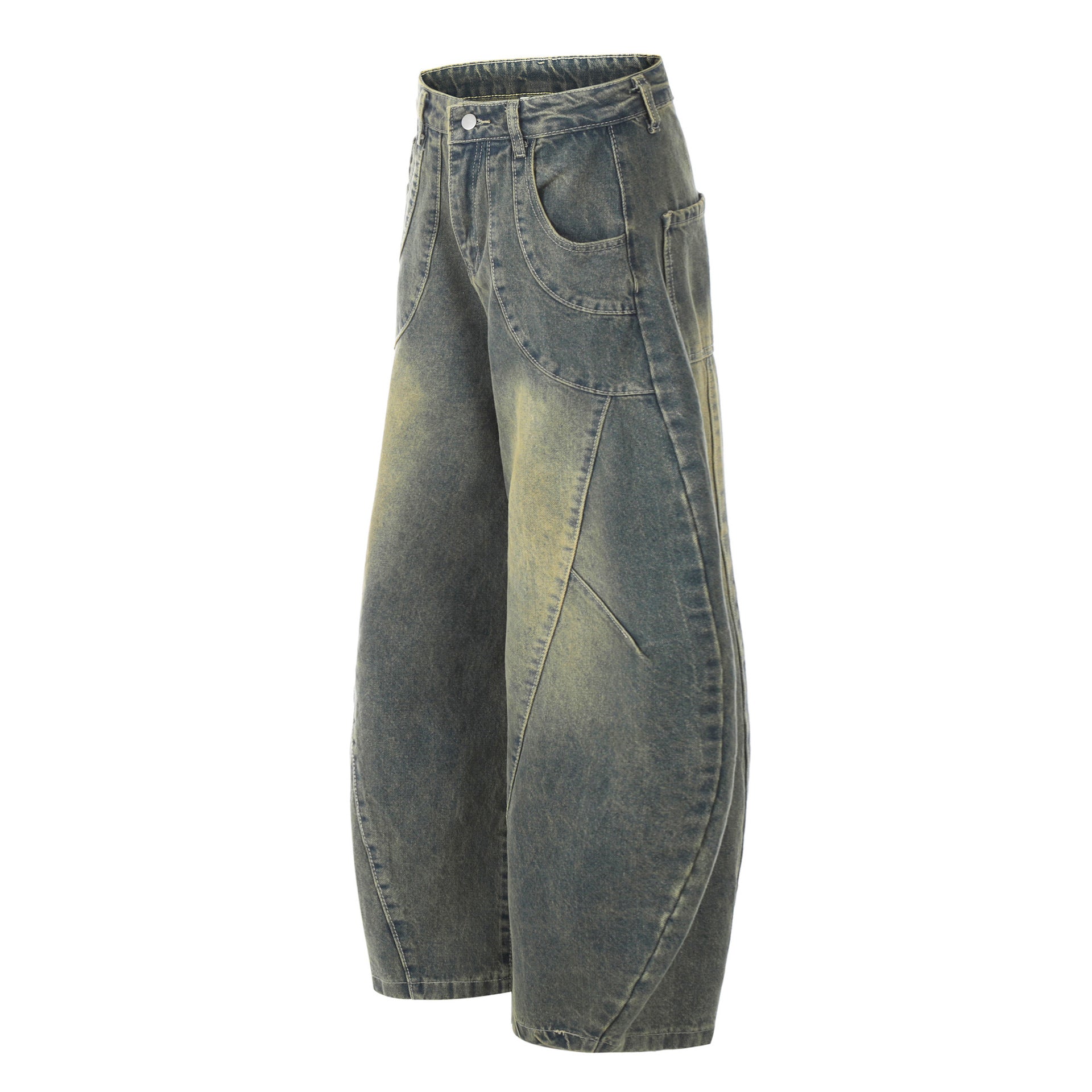 Casual Patchwork Loose-fitting Leg Baggy Jeans