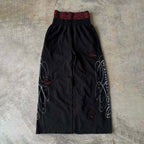 Leopard Print Retro Y2k Double-waisted Ripped Loose Casual Trousers