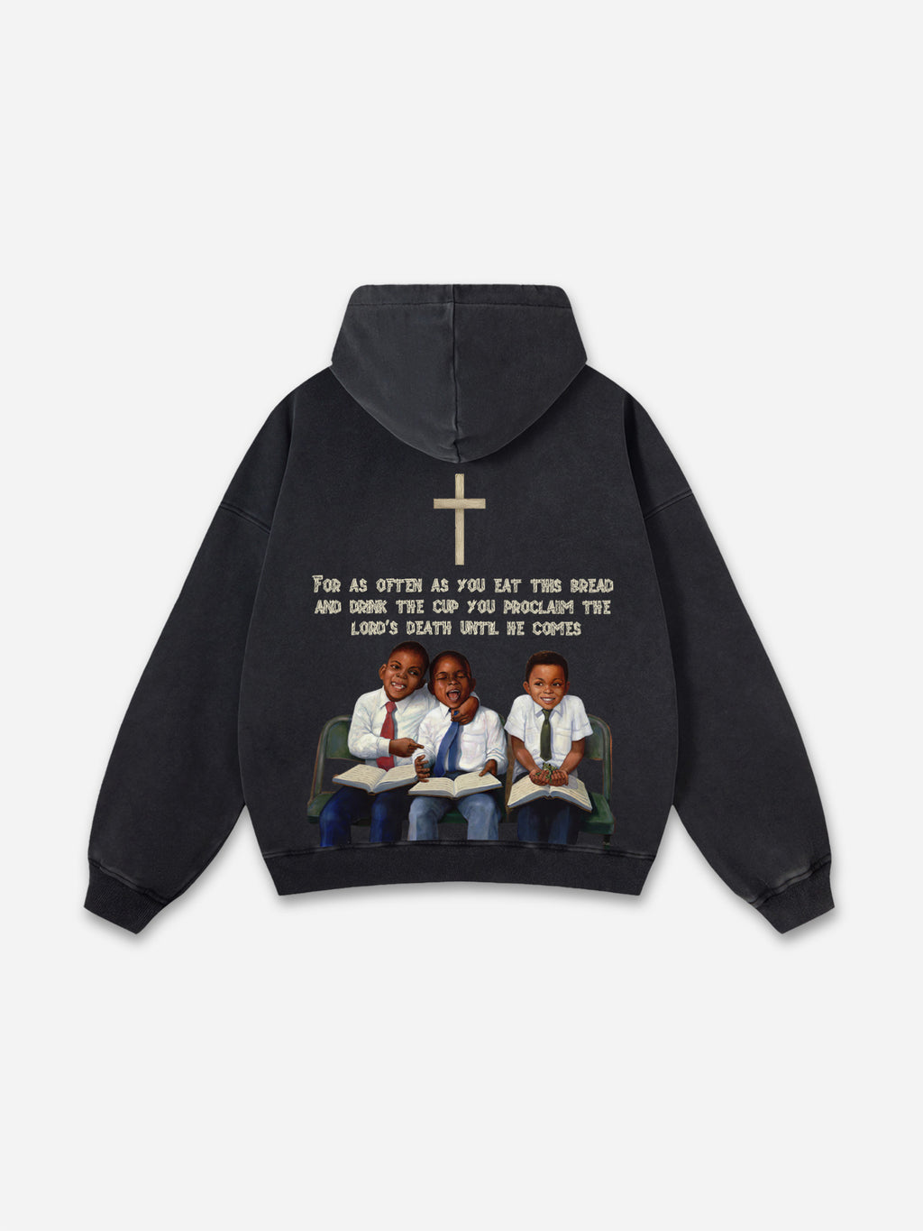 Vintage First Sunday Faith Graphic Acid Washed Oversized Hoodie