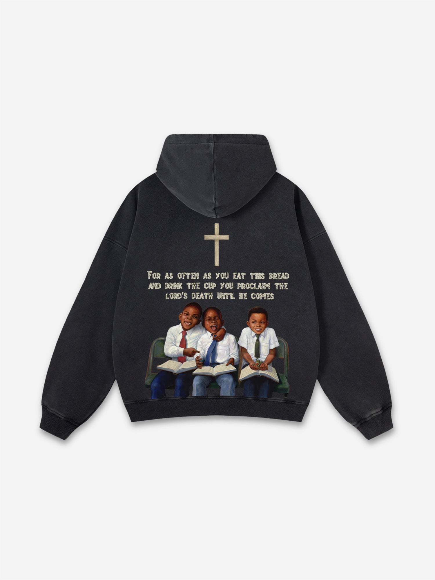 Vintage First Sunday Faith Graphic Acid Washed Oversized Hoodie