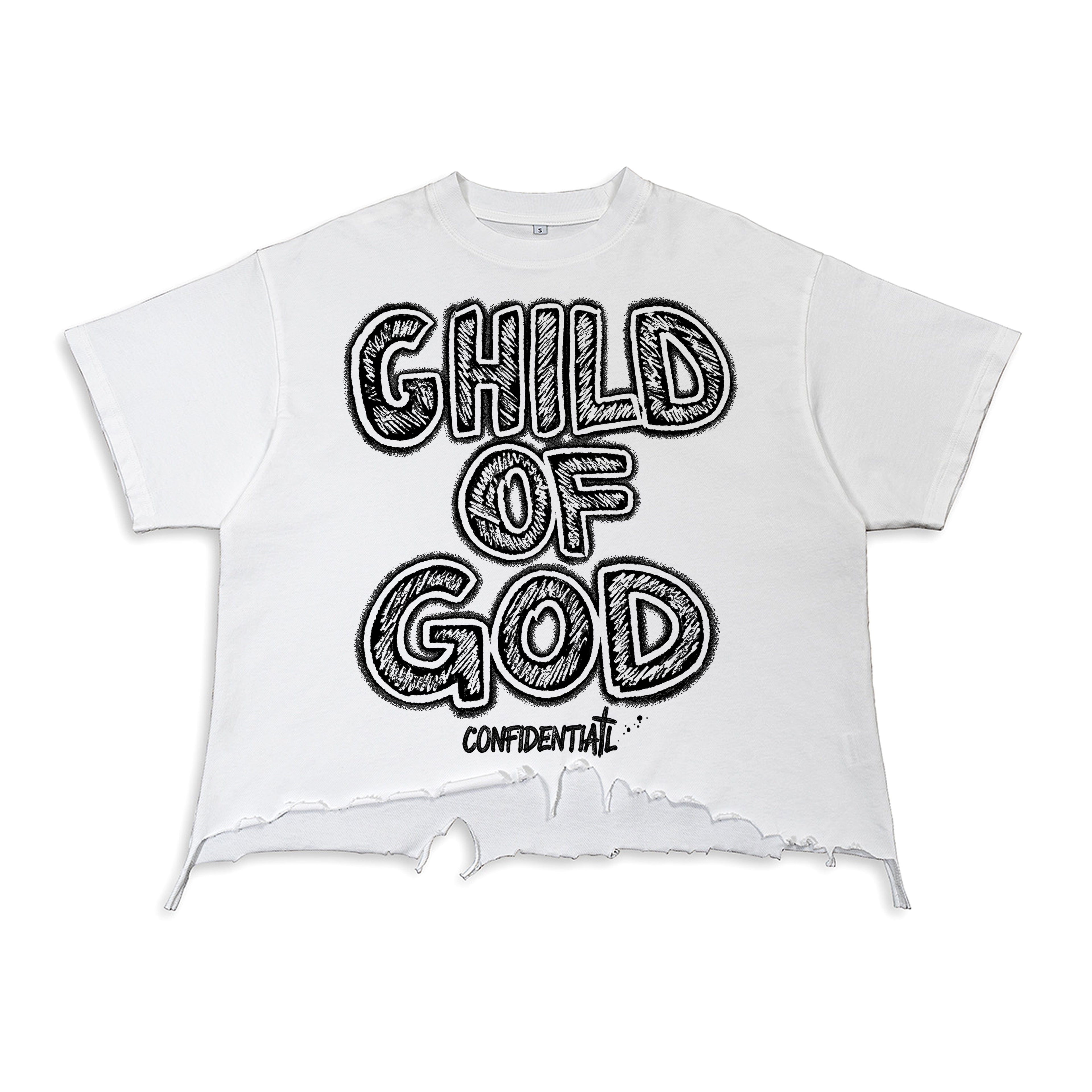Jesus Child Of God Alphabet Graffiti Graphic Ripped T-shirt