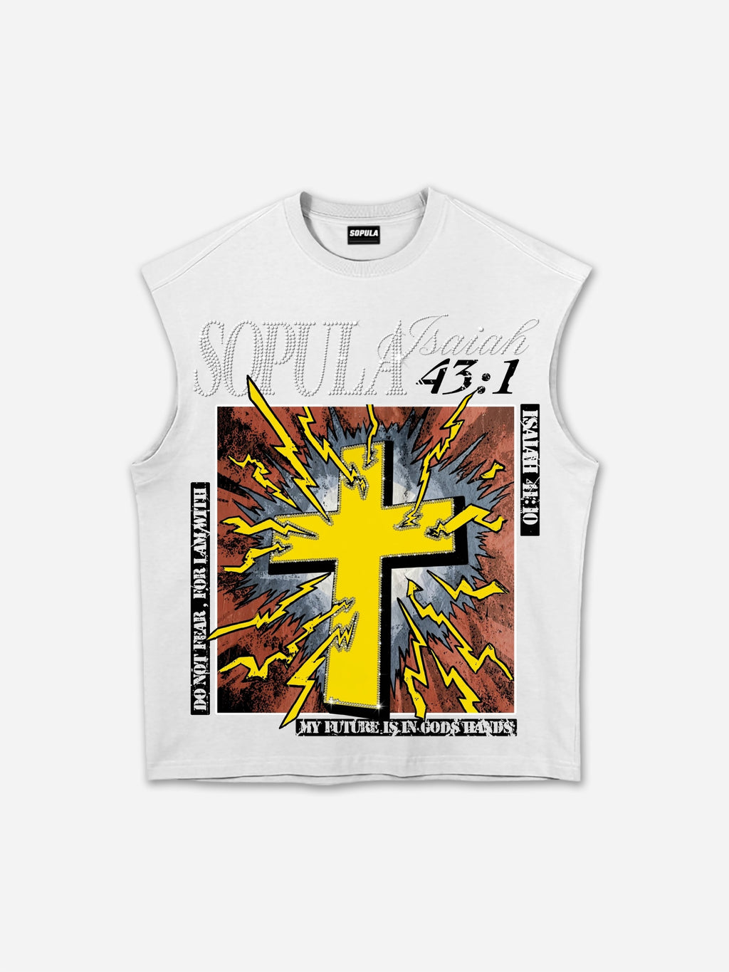 Isaiah 41：10 God Is With Me Vintage Cross Graphic Tank Top