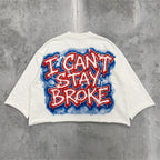 I Can't Stay Broke Money Portrait Graphic Boxy Crop Crimped Edge T-shirt
