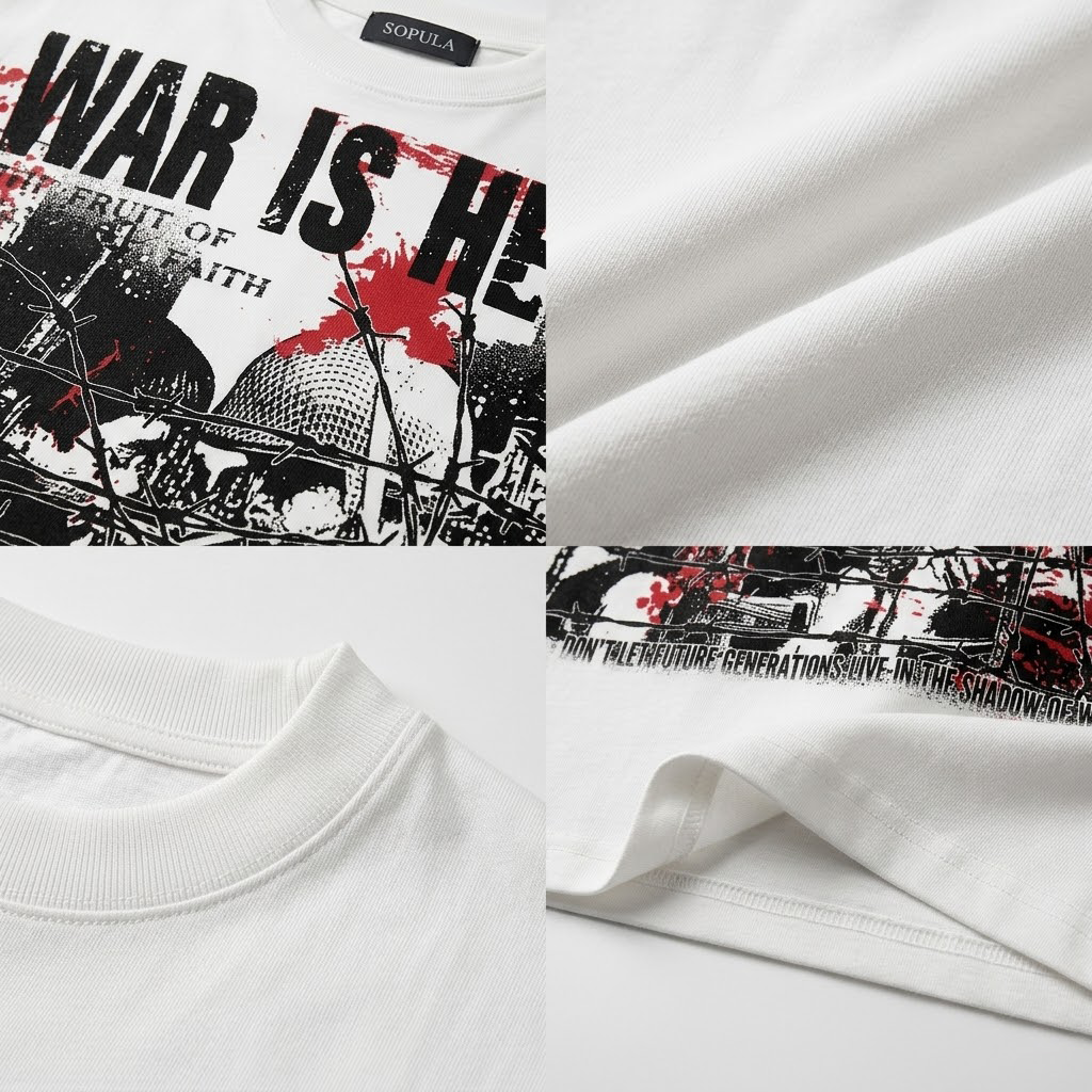 War Is A Hell Retro Old Graphic Cotton T-shirt
