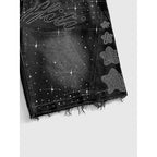 Vintage Y2k Trendy Star Letter Rhinestone Loose Denim Shorts