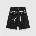 Vintage  Y2k Trendy Letter Rhinestone Drawstring Loose Denim Shorts