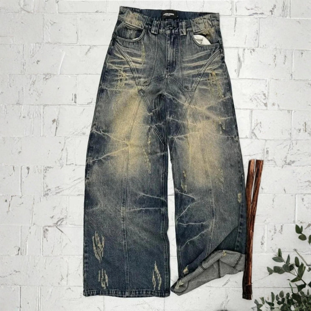 Fashion Hip-hop Graphic Lining Baggy Jeans