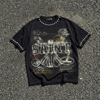 Saints Rhinestone Stamp Collage Vitruvian Graphic Cotton T-shirt