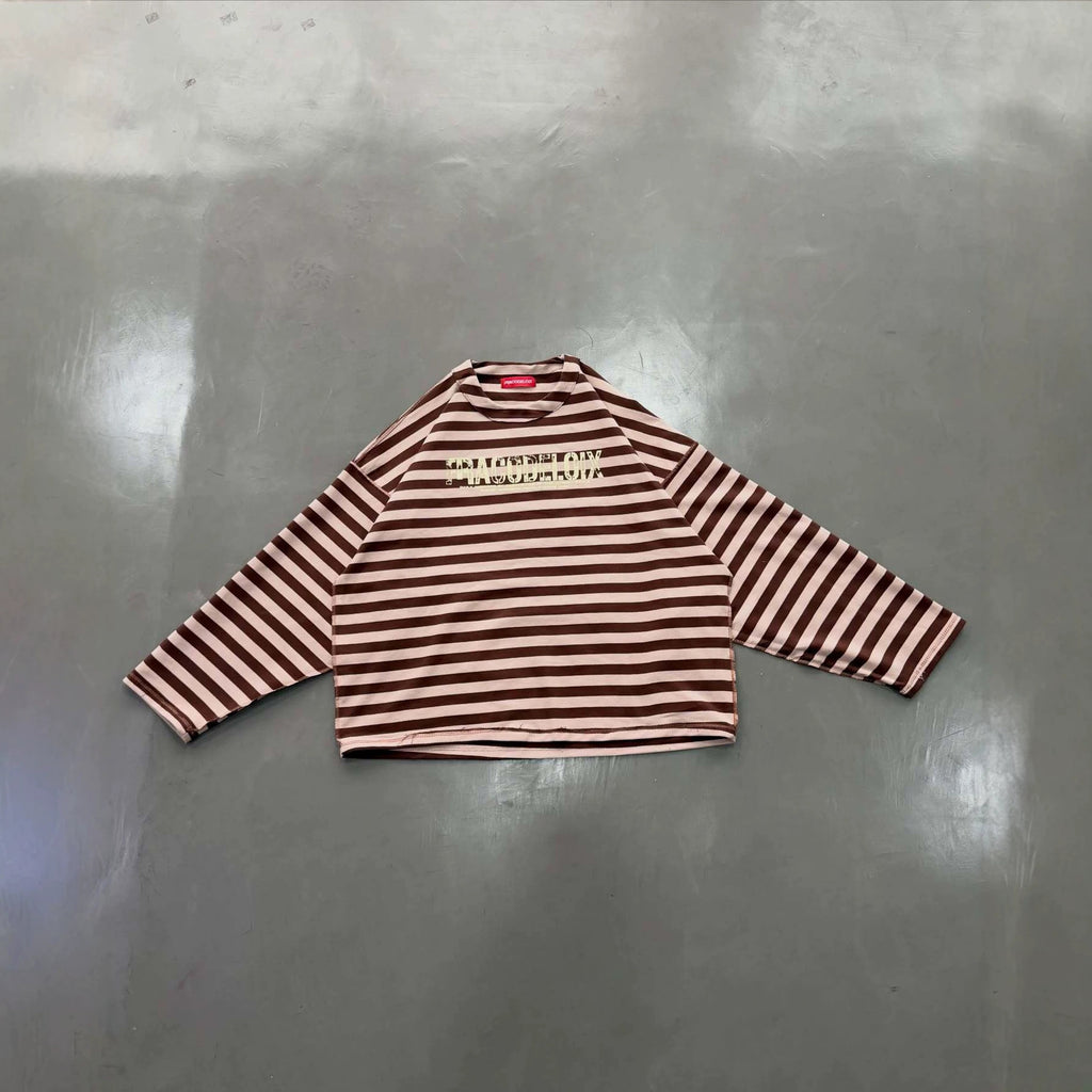 Retro Letter Striped Raglan Long-sleeved T-shirt