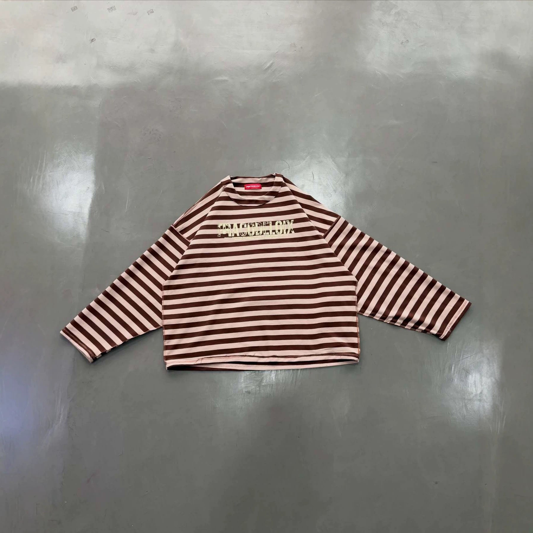 Retro Letter Striped Raglan Long-sleeved T-shirt
