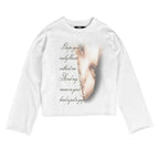 Harajuku-style Character Print Crew Neck Long-sleeved T-shirt