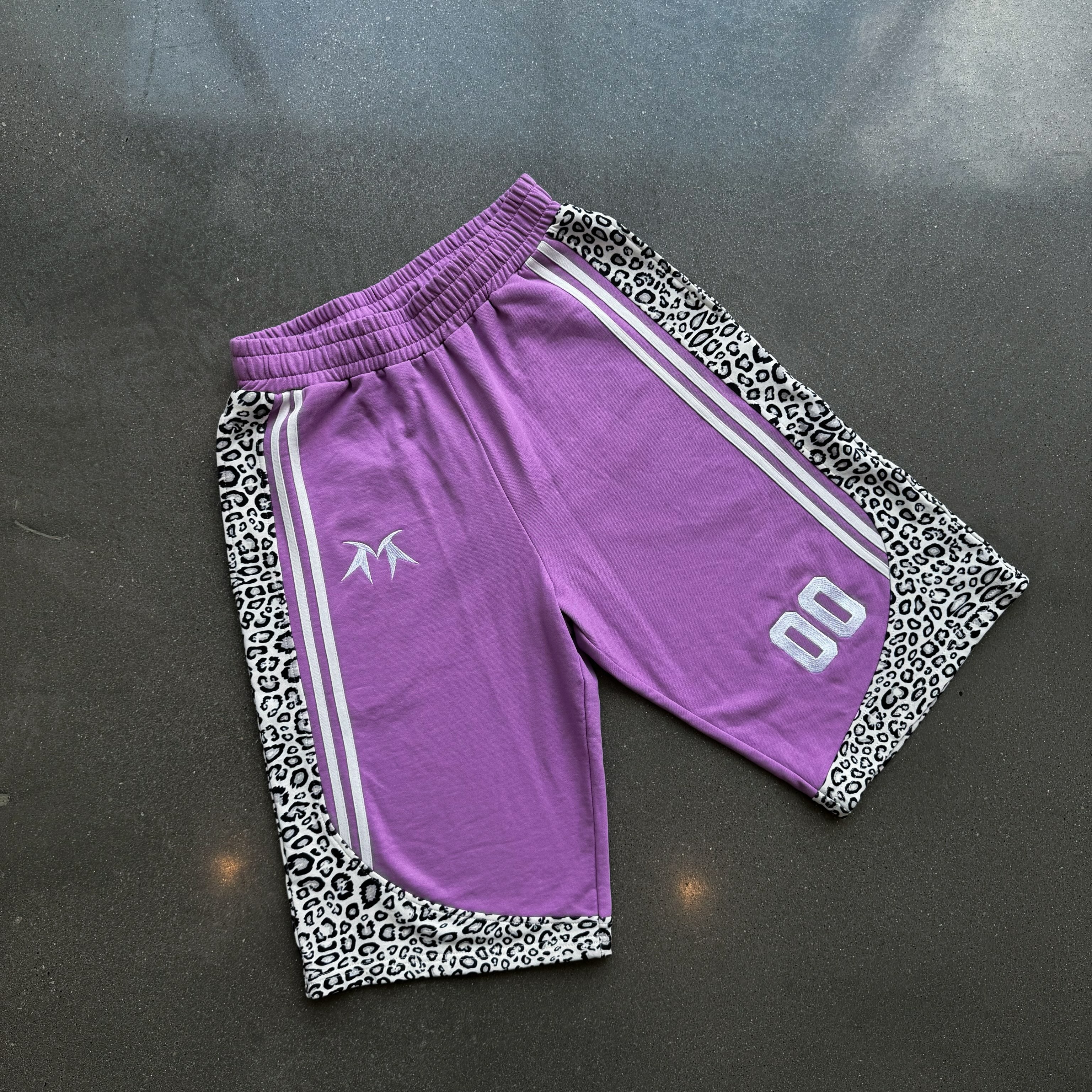 Leopard Print Patchwork Basketball 3/4 Shorts