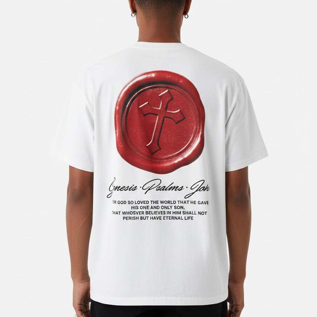 Cross Seal John 3：16 Graphic Cotton T-shirt