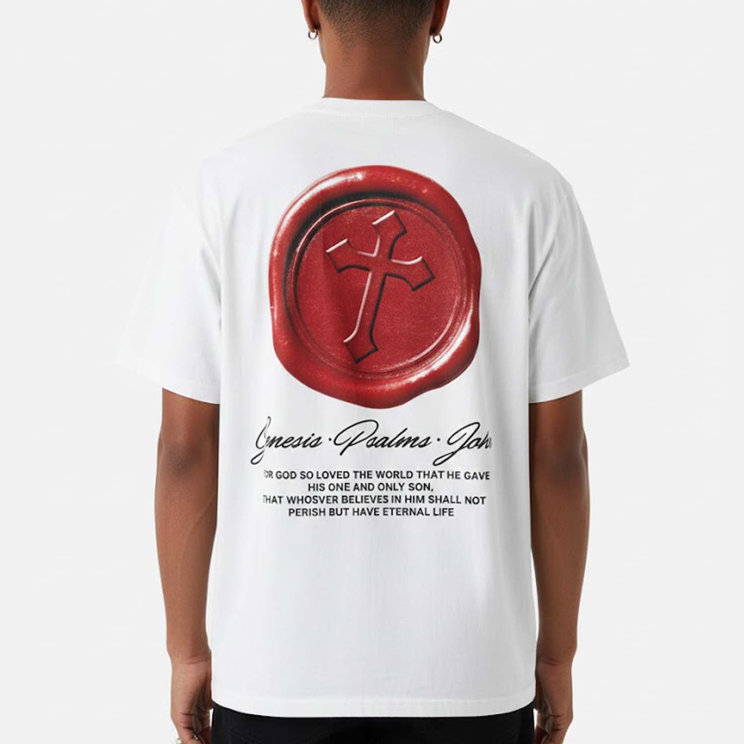 Cross Seal John 3：16 Graphic Cotton T-shirt