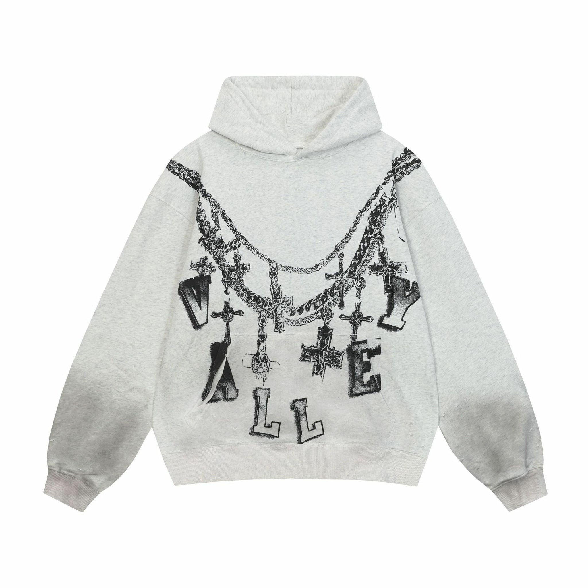Retro Hip-hop Valley Trendy Letter Necklace Printed Pocket Hoodie