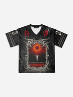 Y2k Jesus Dark Anime Peace Is Coming Graphic Mesh Jersey