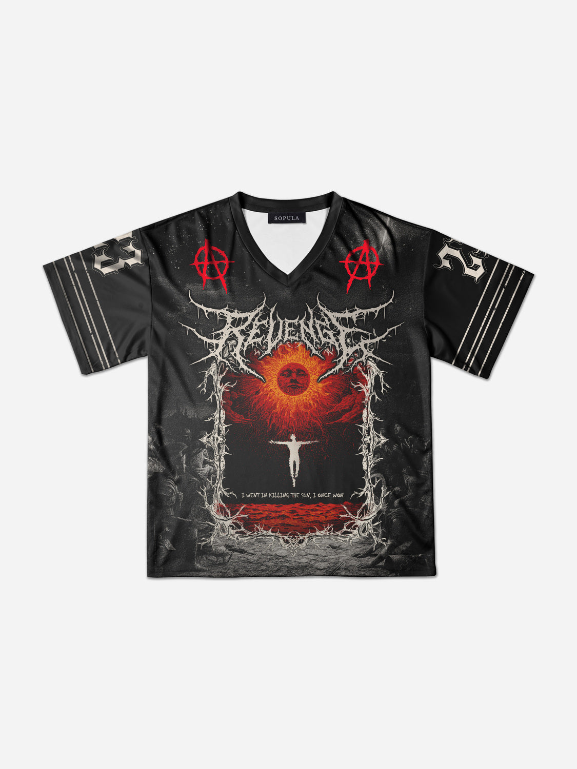 Y2k Jesus Dark Anime Peace Is Coming Graphic Mesh Jersey