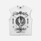 Dark Y2k Angels Lost In The Universe Graphic Tank Top