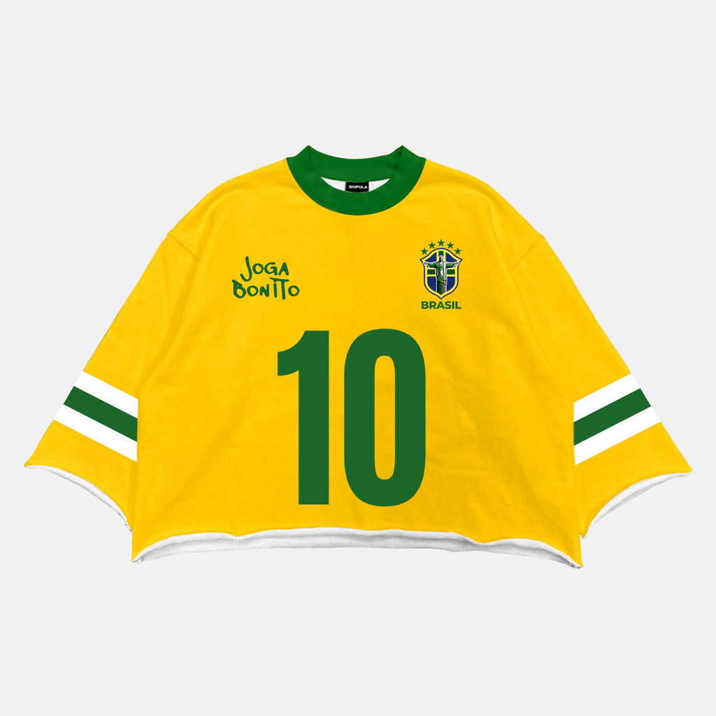 Brazil Christ The Redeemer No. 10  Retro Sports Graphic Boxy Crop T-shirt