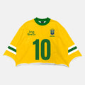 Brazil Christ The Redeemer No. 10  Retro Sports Graphic Boxy Crop T-shirt