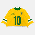 Brazil Christ The Redeemer No. 10  Retro Sports Graphic Boxy Crop T-shirt