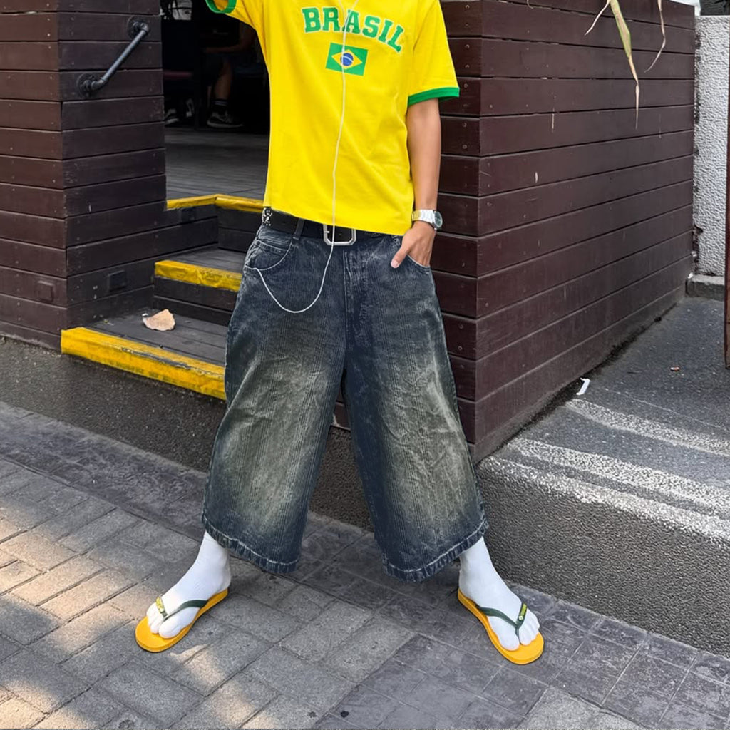 Men's Retro Fashion Ripped Denim Shorts