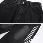 Men's Fashionable Side Striped Curved Jeans
