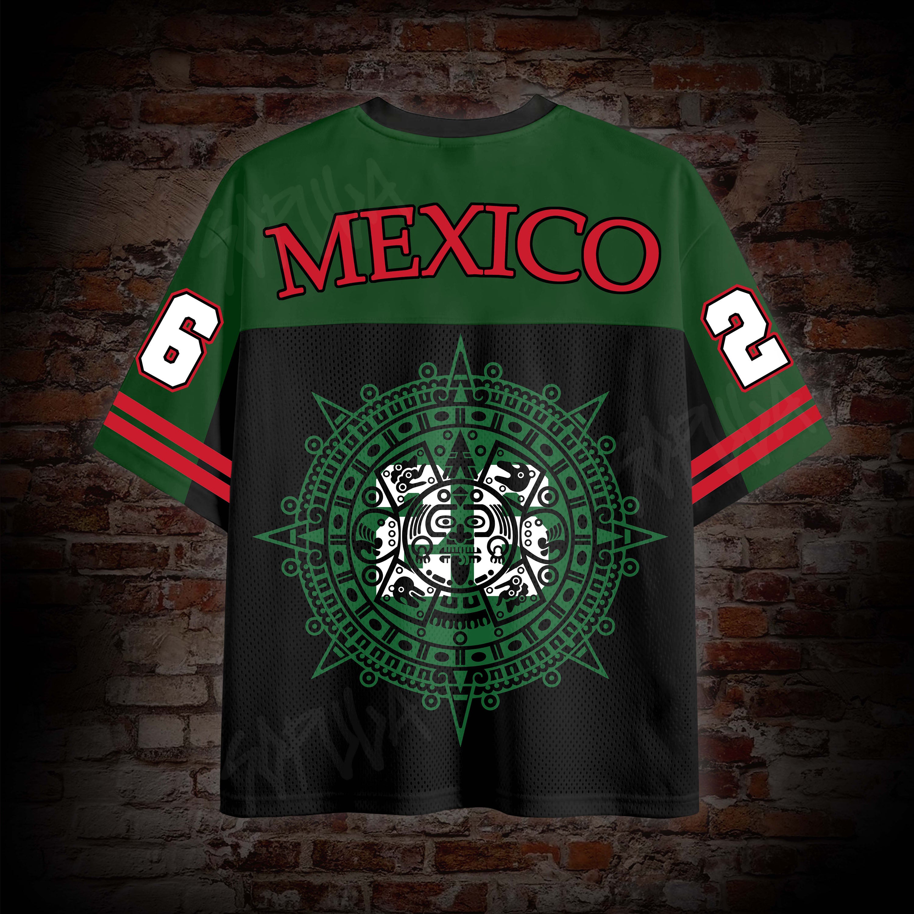 Mexico Aztecs Football Graphic Mesh Jersey T-shirt