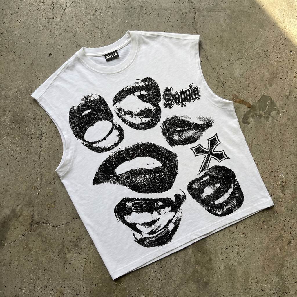 Sopula Lips Street Retro Graphic Tank Top