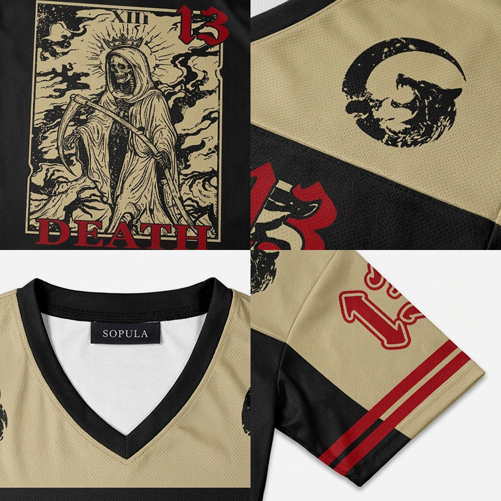Death In Cloak Tarot Card No.13 Mesh Jersey